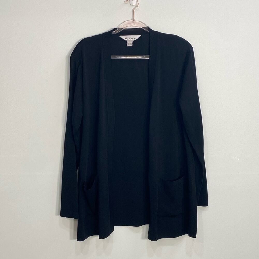 Misook Open Front Cardigan Blazer Women's Medium Black